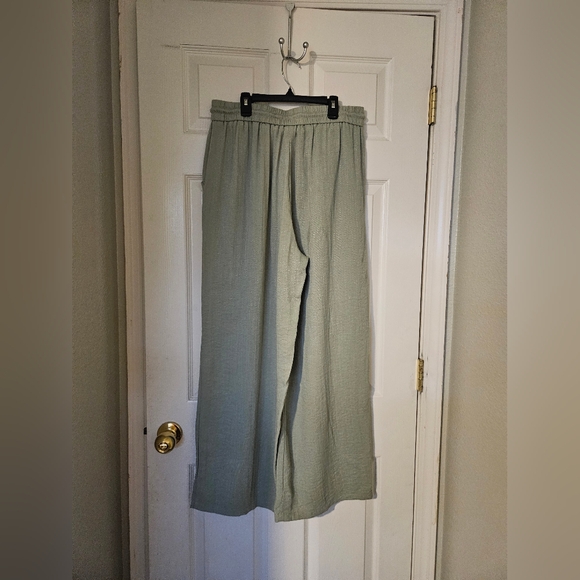 HALARA Green Wide Leg Pants High-Rise Elastic Waist - Picture 6 of 7
